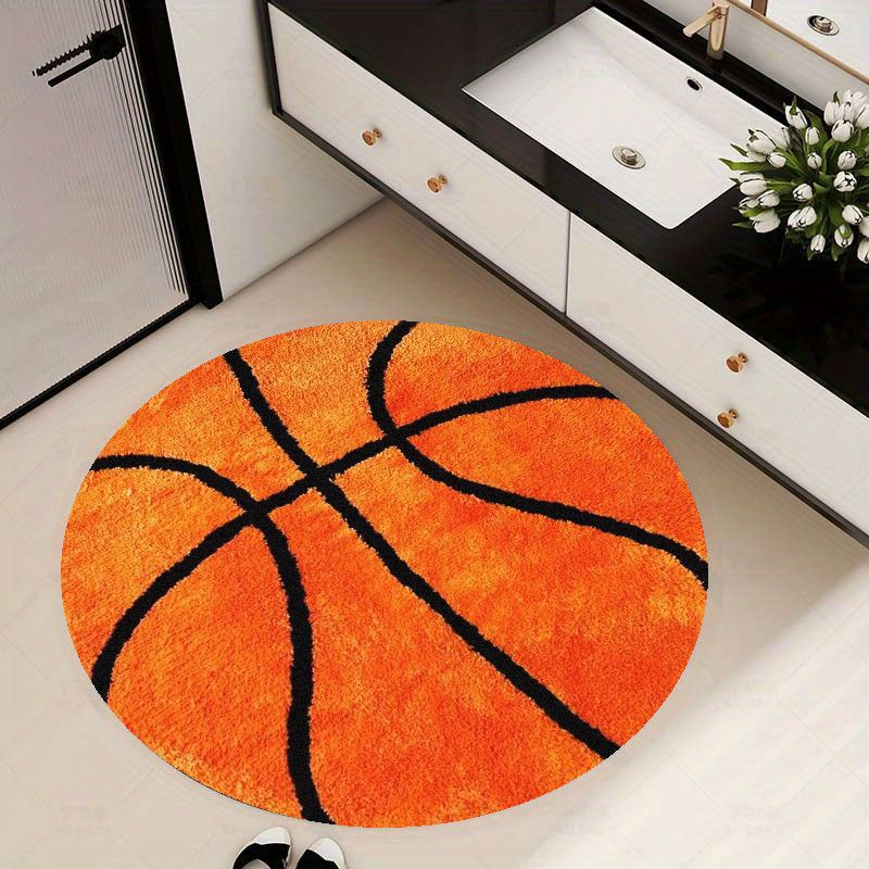 Badminton Zone - Tapis rond à motif de basket-ball,